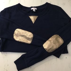 GAP Navy Sweater with Gold Accent Patches (xs)
